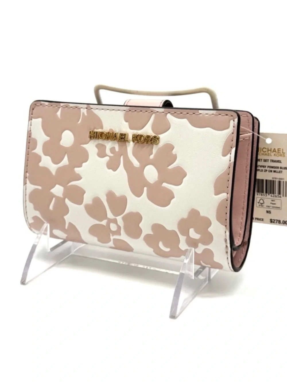 Michael Kors Medium Quilted Bifold Zip Chain Wallet Powder Blush - Picture 3 of 10